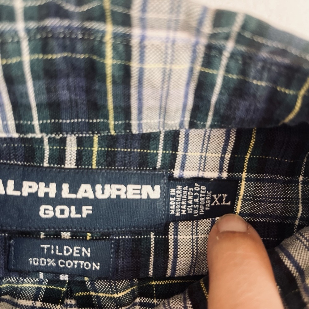 Ralph Lauren Shirt Mens XL Blue Plaid Long Sleeve Button Up Tilden Crest Golf - Picture 2 of 10